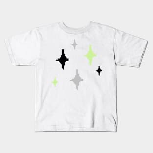 Agender Pride Sparkles Pixel Art Kids T-Shirt